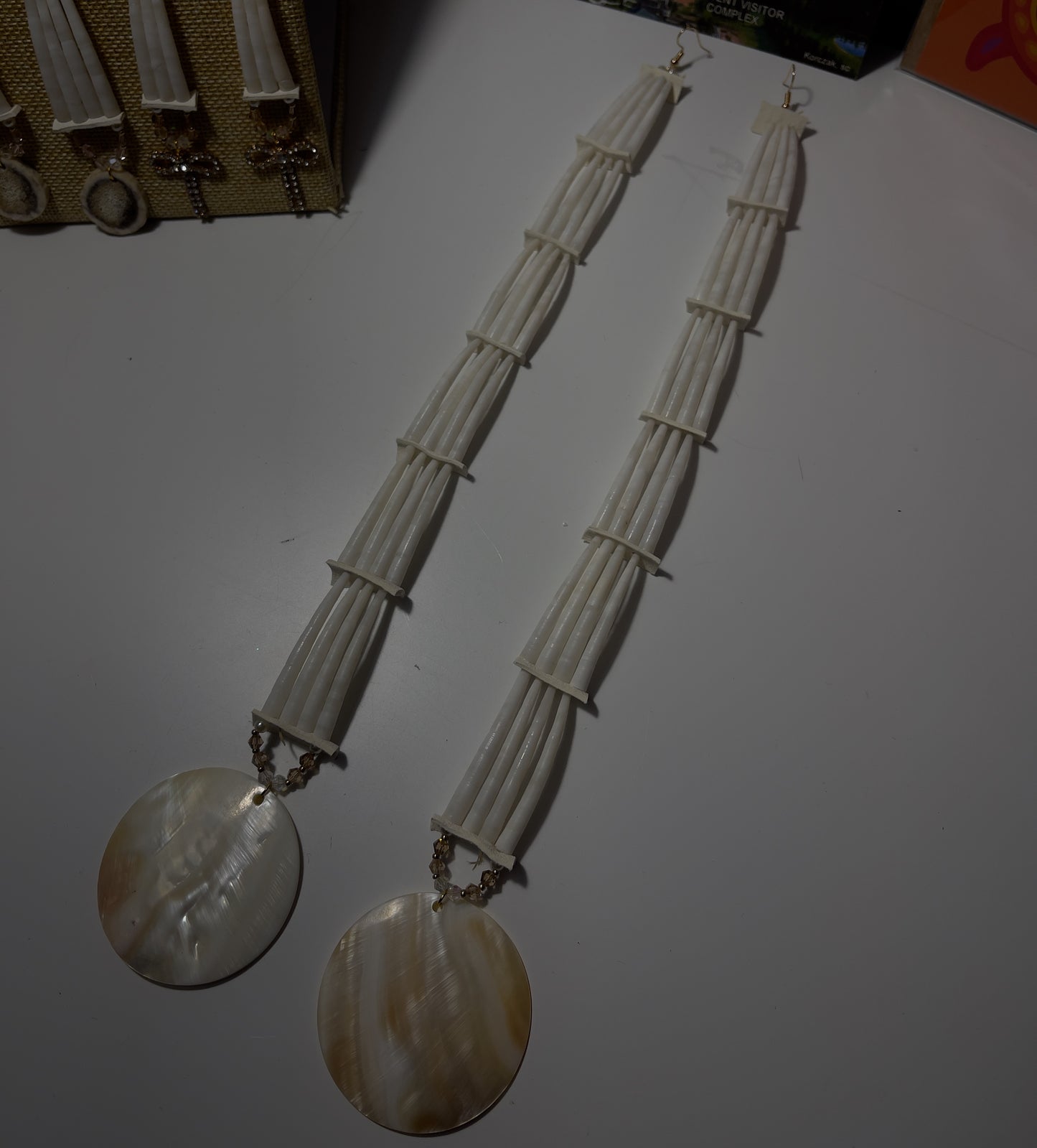 6 tier dentalium earrings