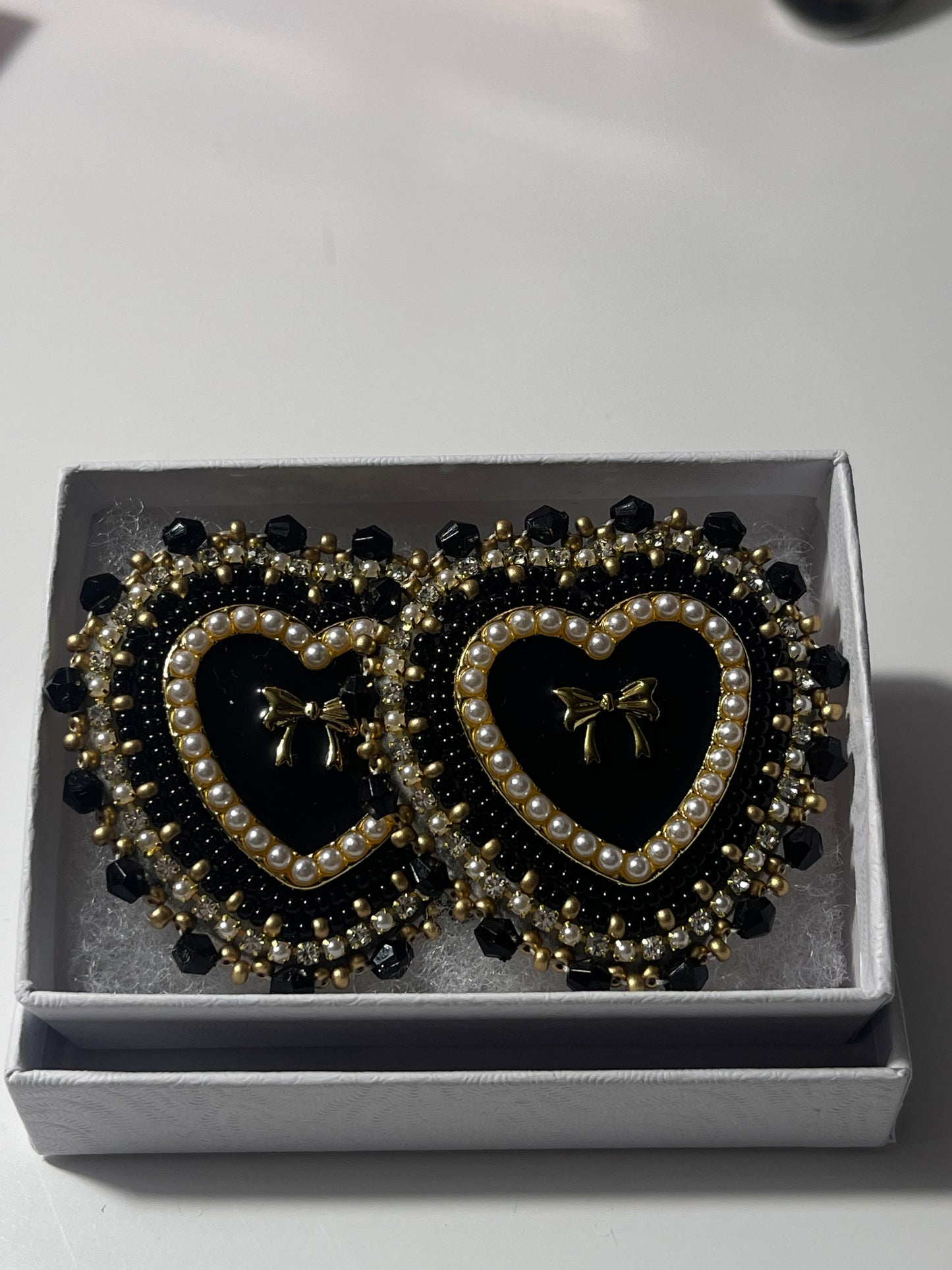 Black & gold beaded earrings